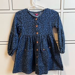 Toddler denim leopard dress with pockets
